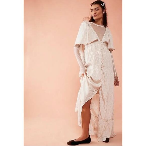 Free People Dainty Ethereal Fairy Cha Cha Maxi Dress in Ivory Cream Size Medium - Picture 4 of 16